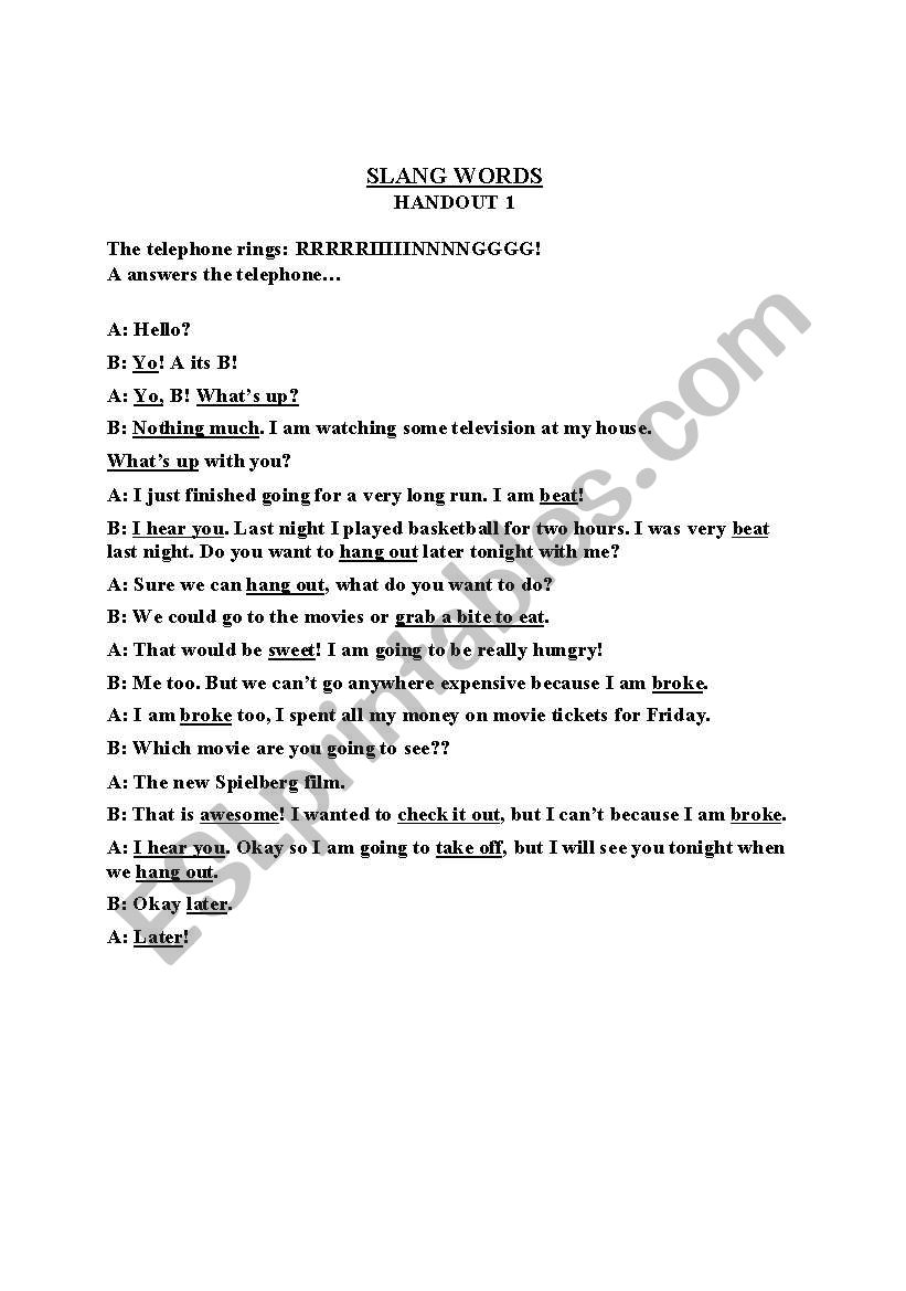 SLANG worksheet