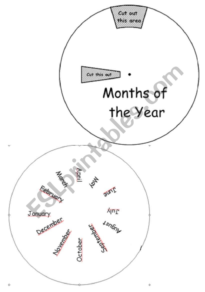 MONTHS WHEEL worksheet