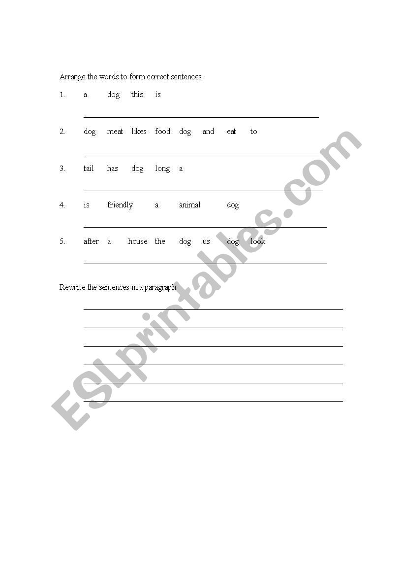 Arrange the words worksheet