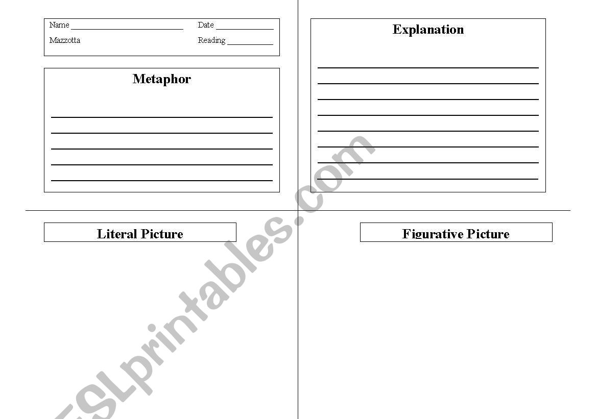 metaphors worksheet