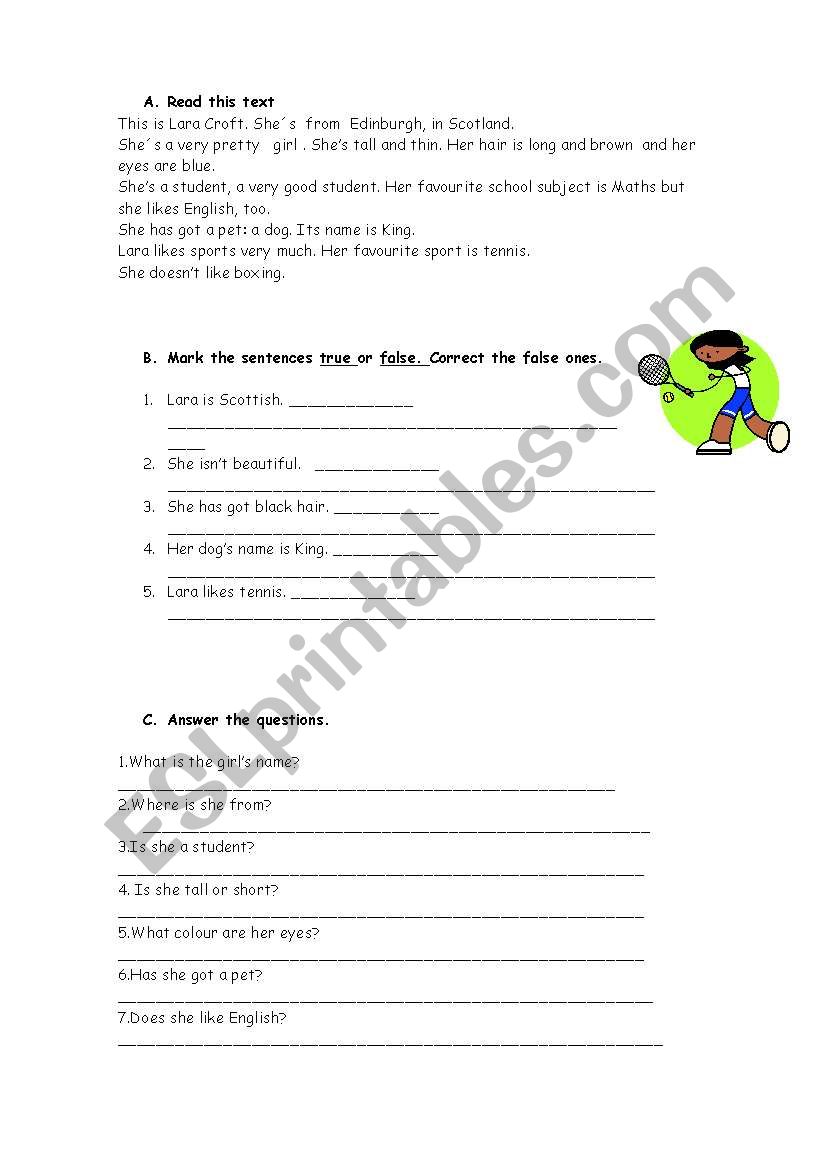 reading comprehension worksheet