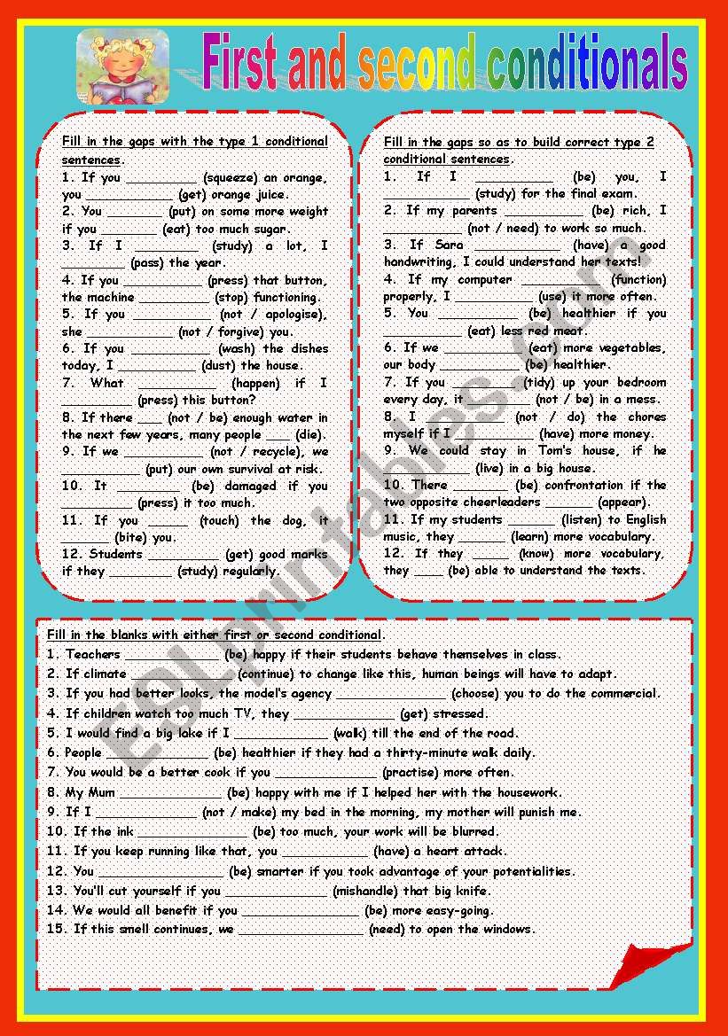 First and second conditionals worksheet