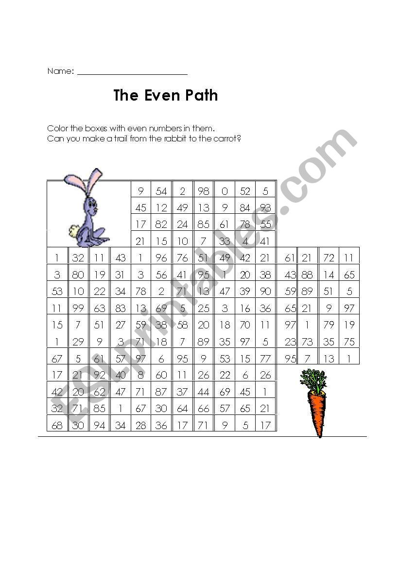 The even path worksheet