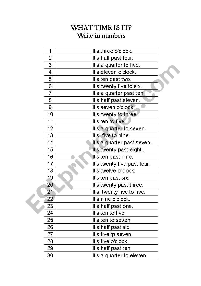 what time is it? worksheet