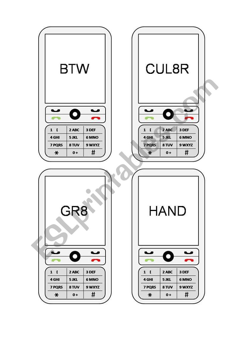 Cell Phone Text (2/2) worksheet