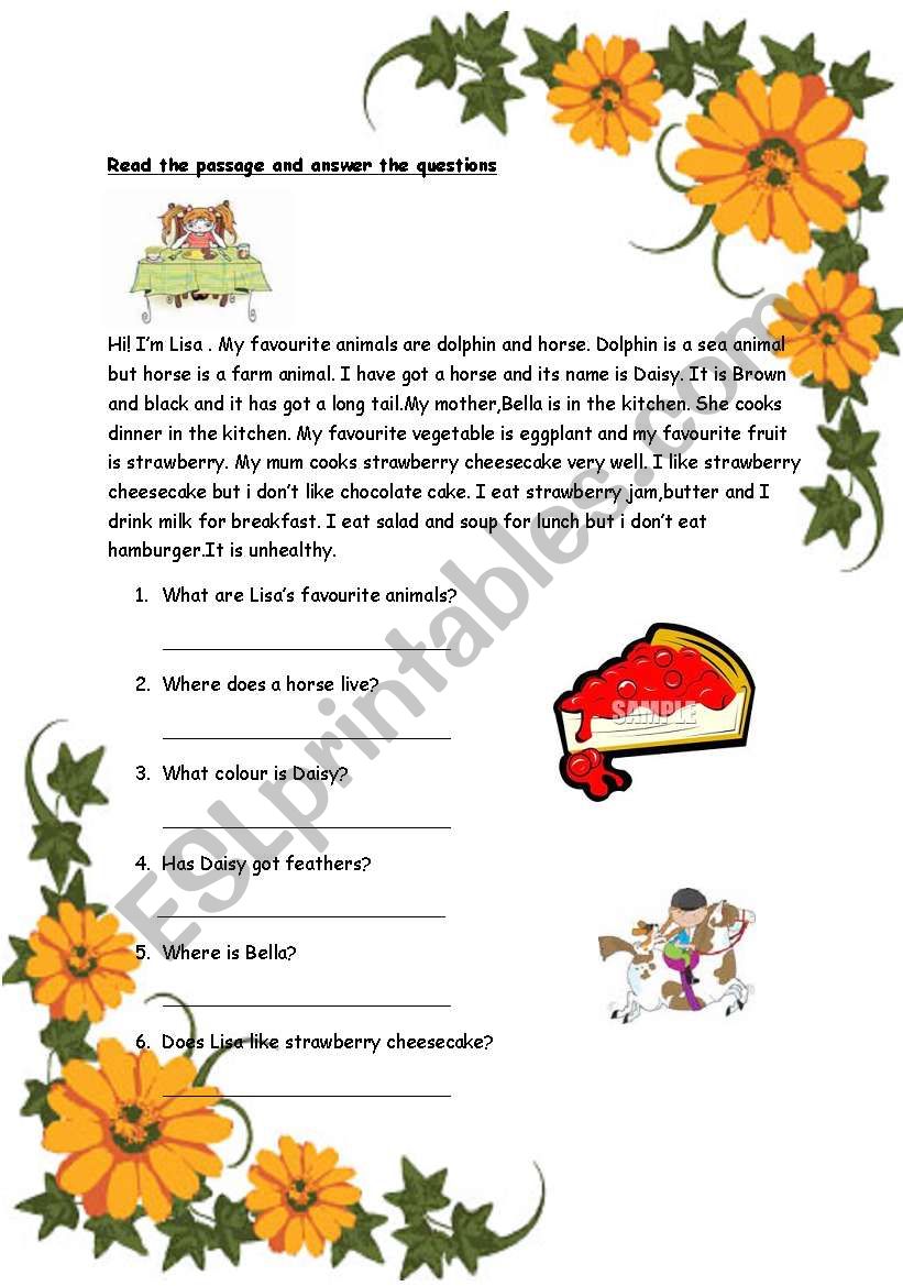 LisaÂ´s favourites worksheet