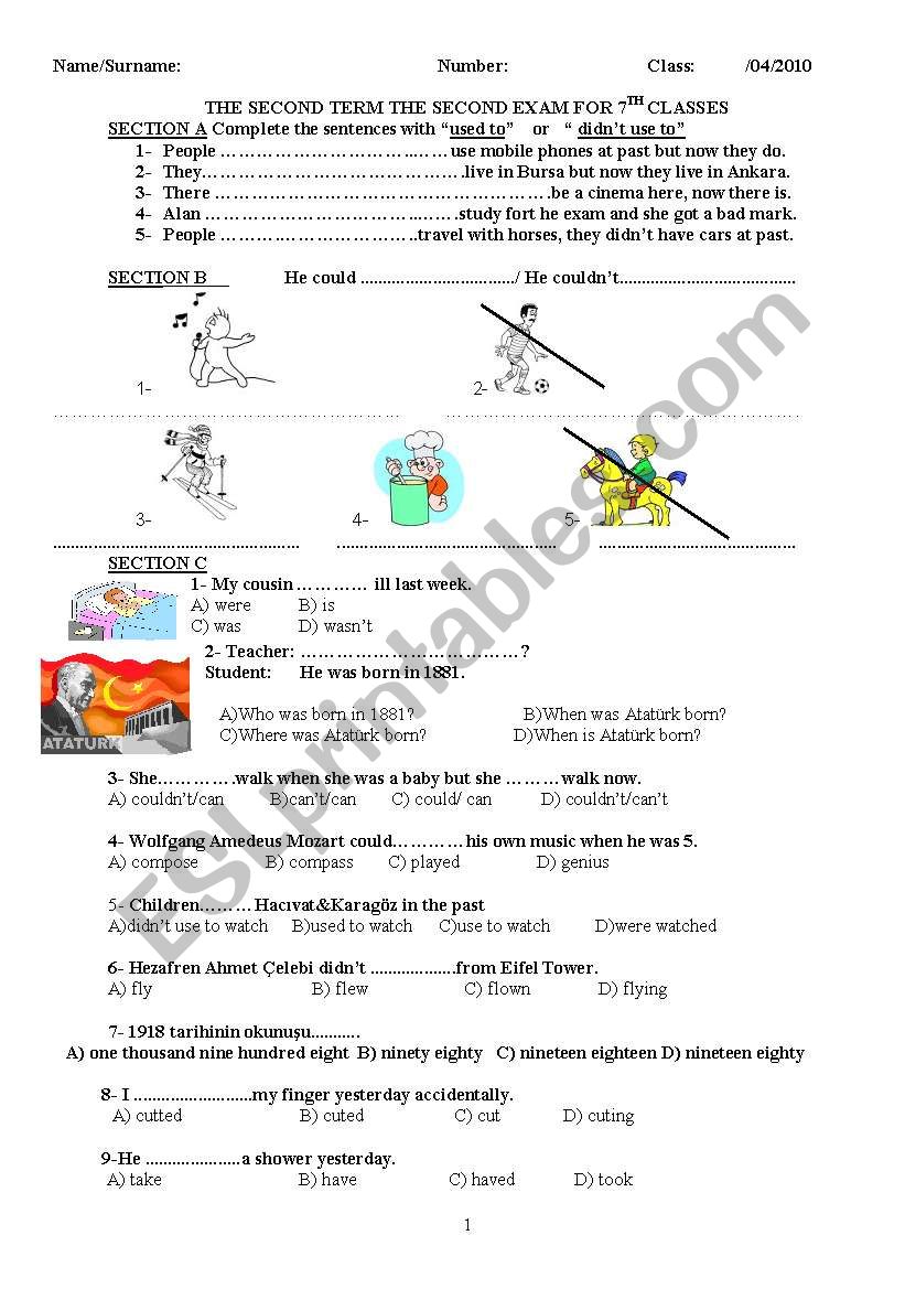 examination especiaaly for 7th grade 