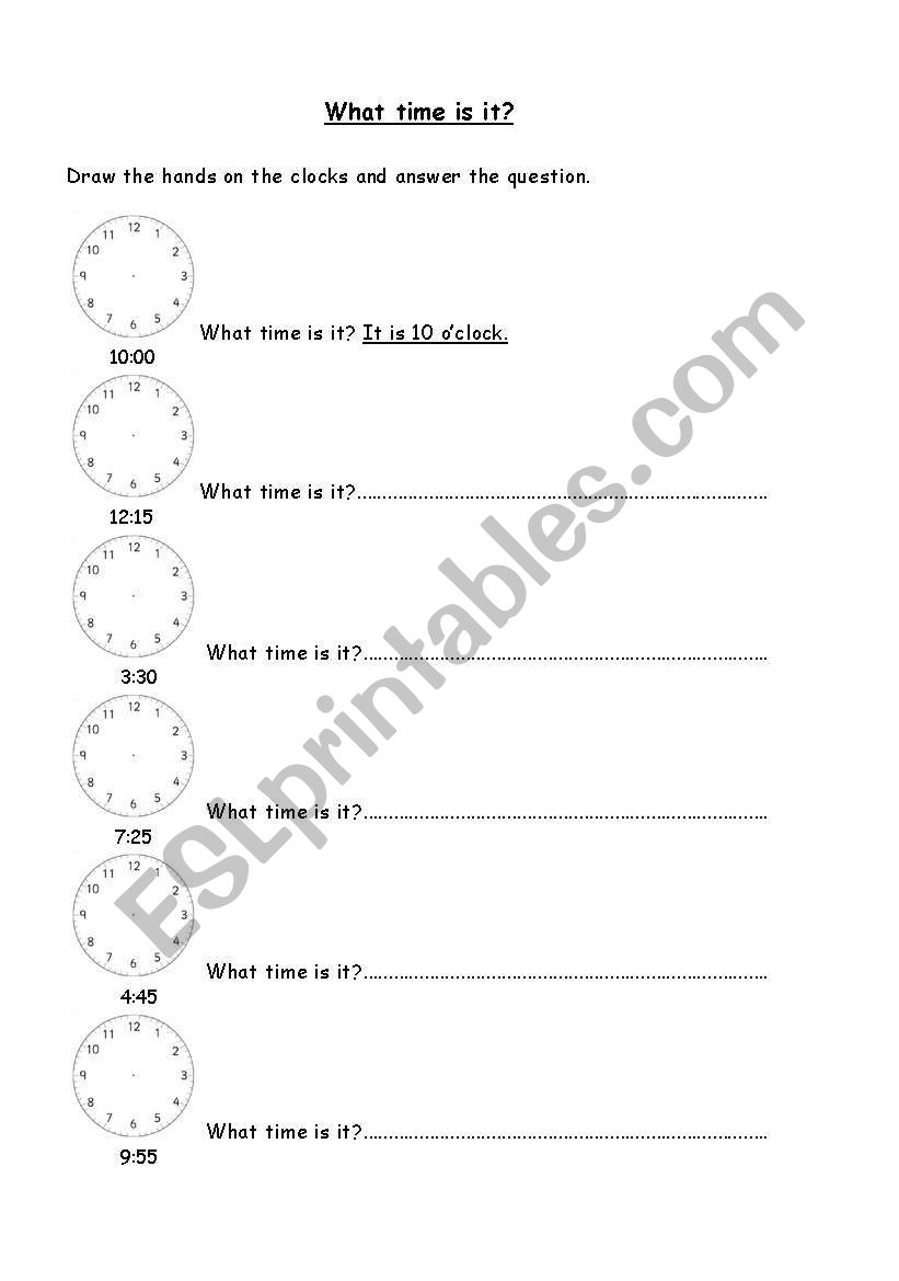 What time is it? worksheet