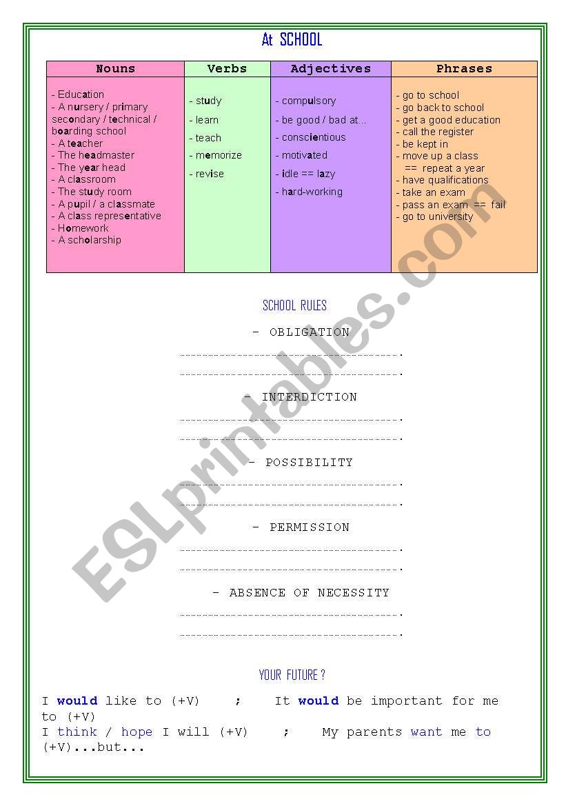 At school! worksheet