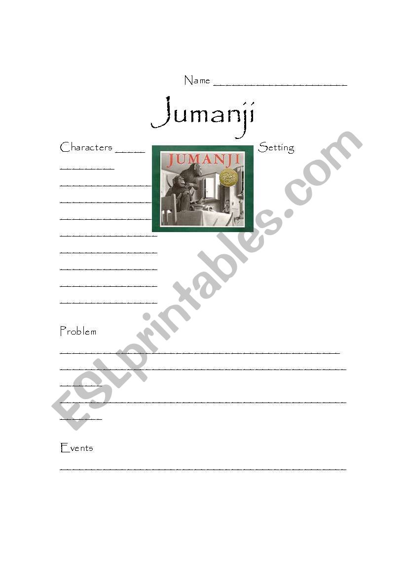 Jumanji Story Map worksheet