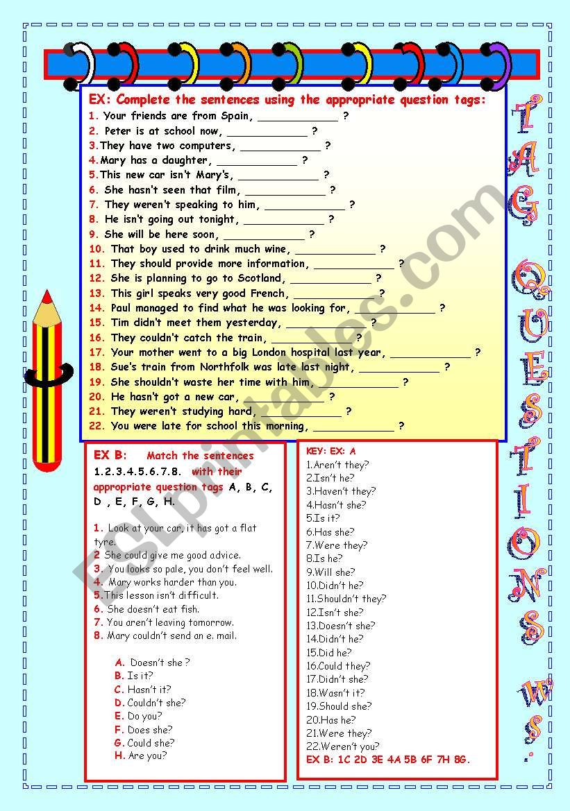 TAG QUESTIONS WS. worksheet