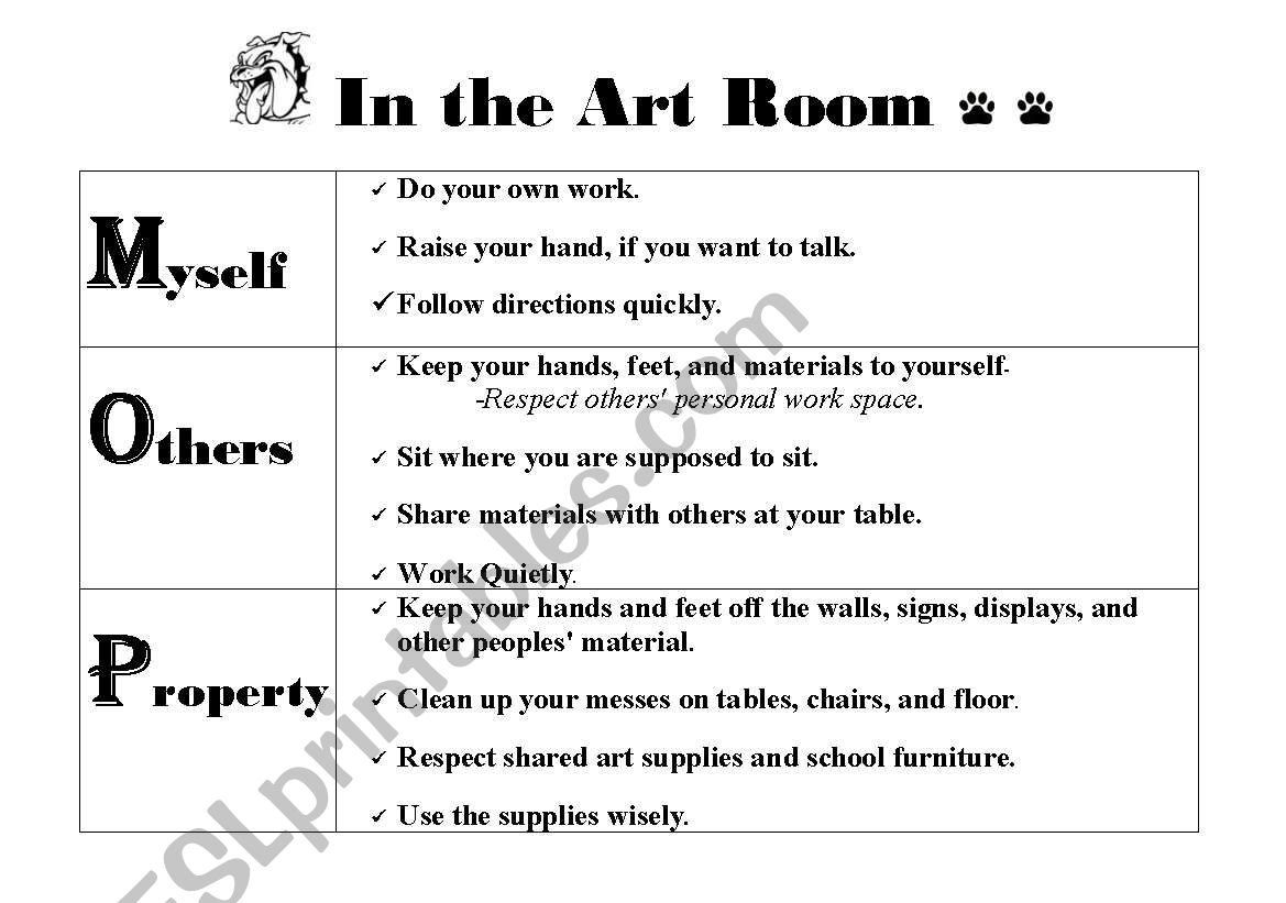 In The Art Room worksheet