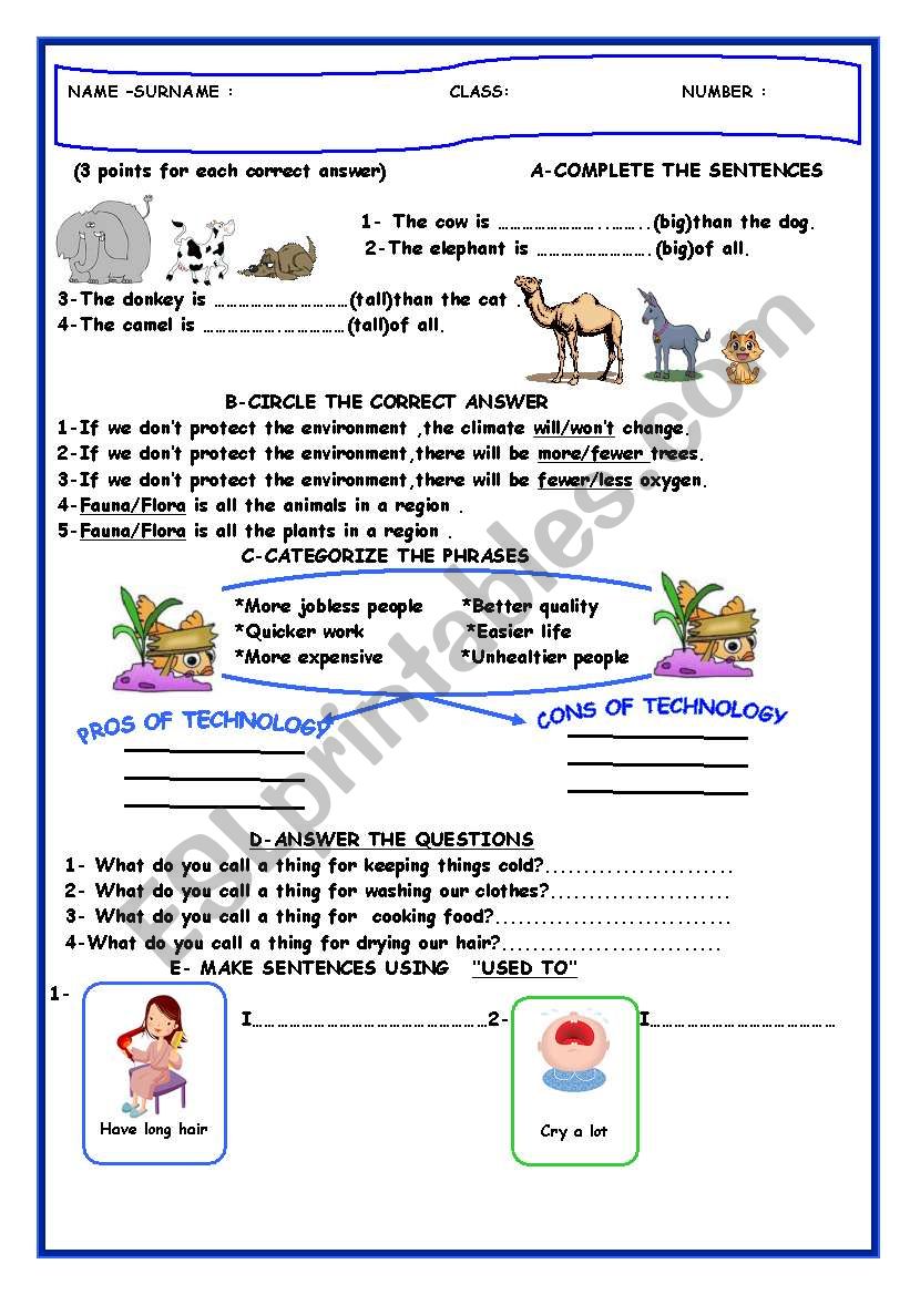 comparatives worksheet