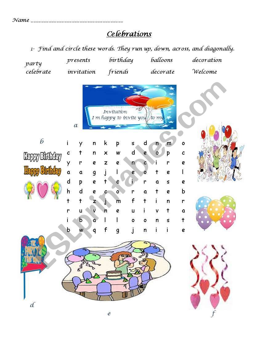 party  worksheet