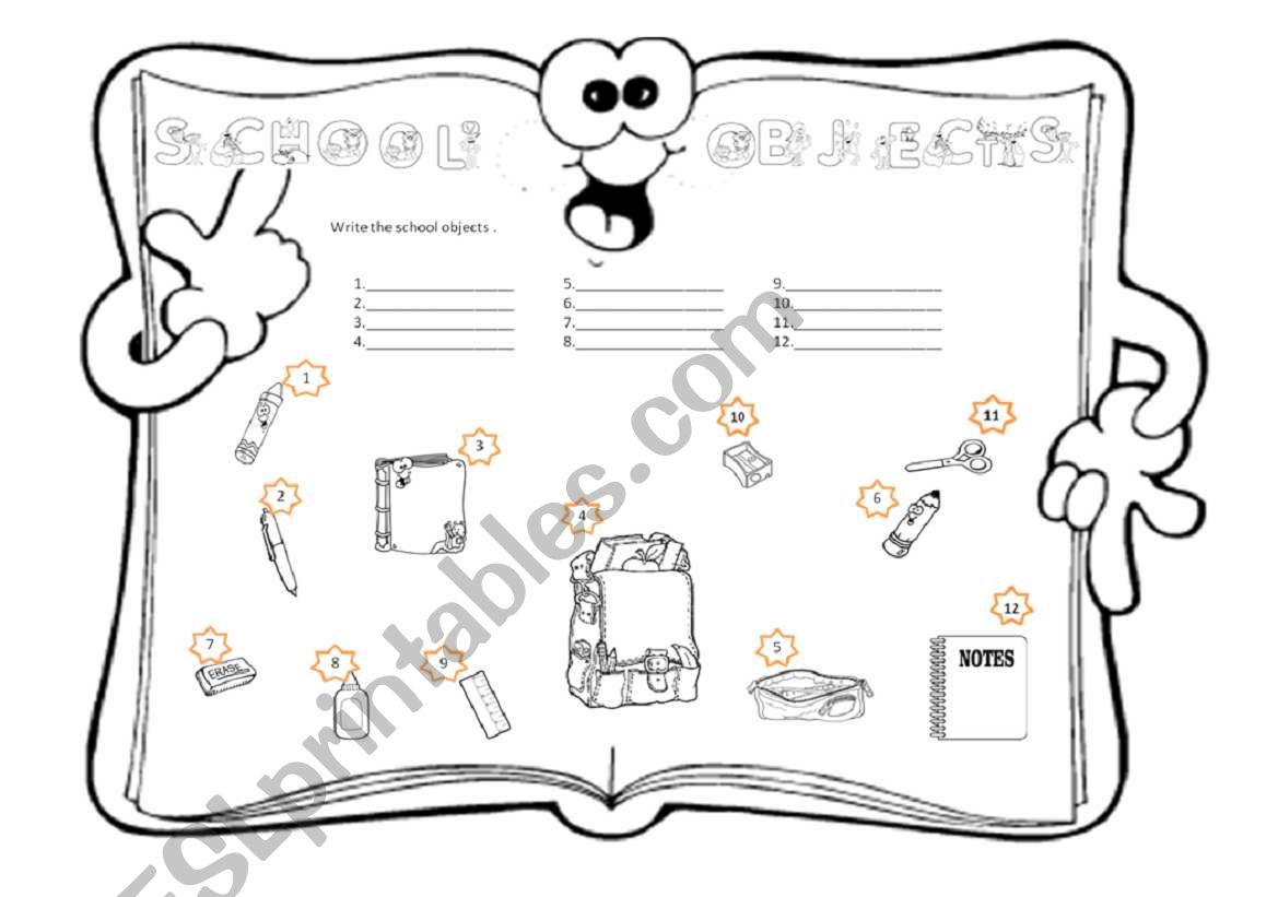 SCHOOL OBJECTS worksheet