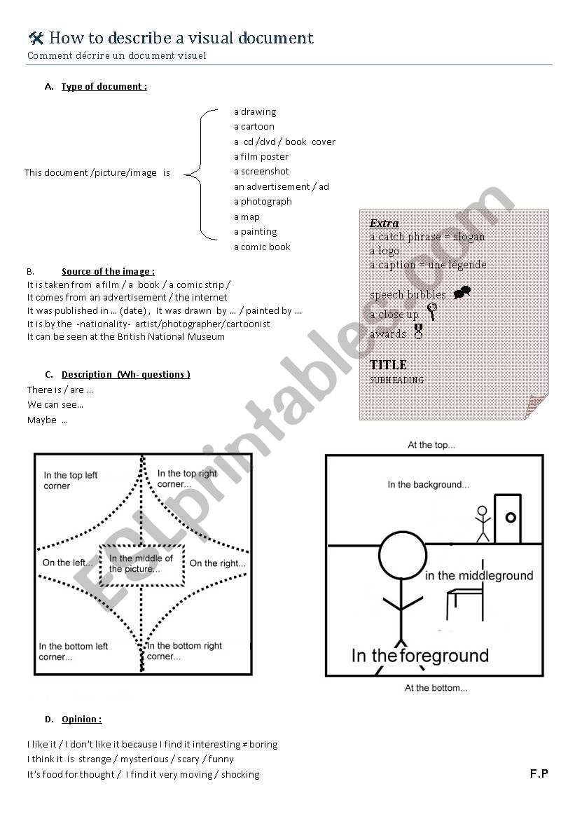 How to describe a picture worksheet