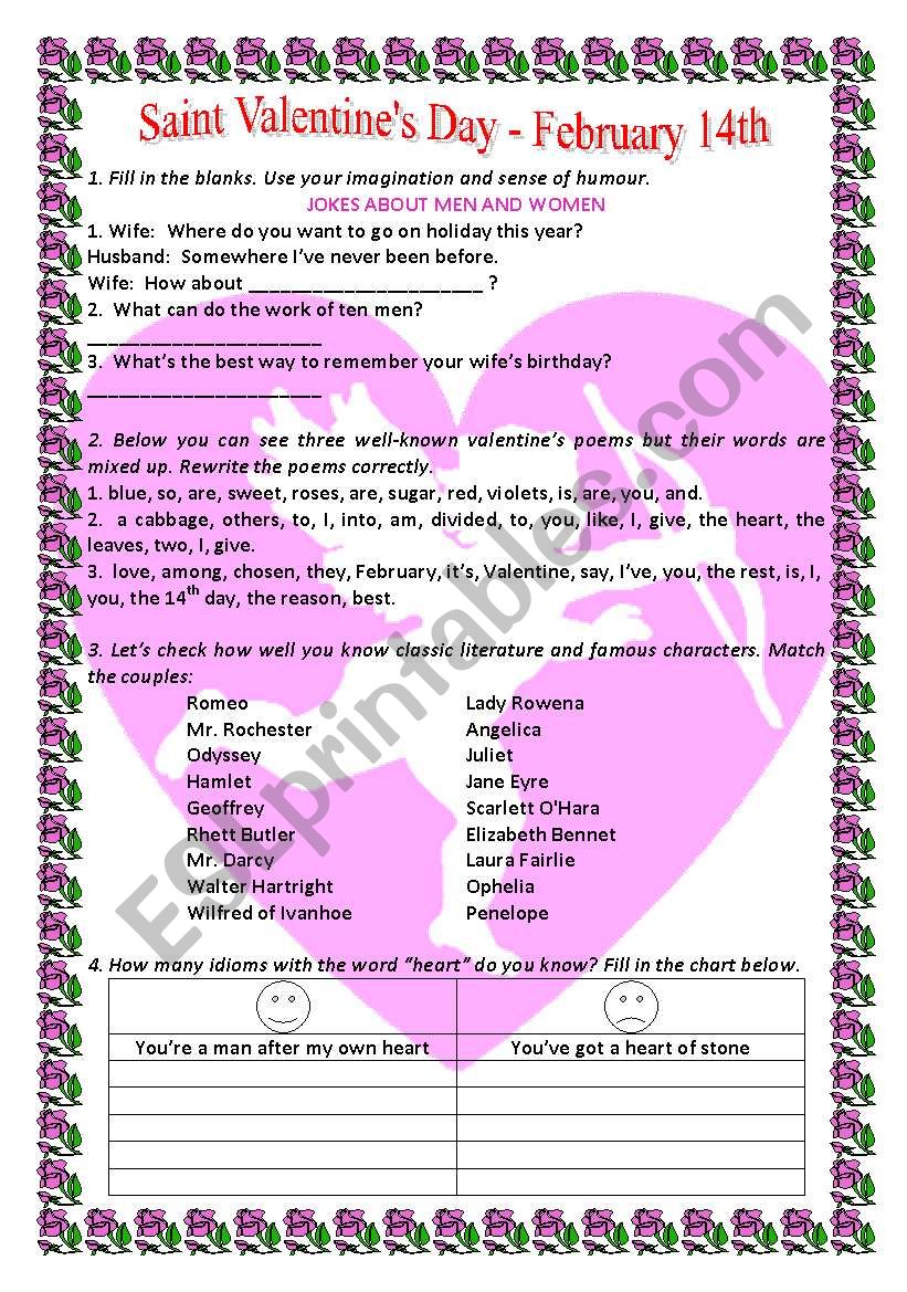 St Valentines Day worksheet