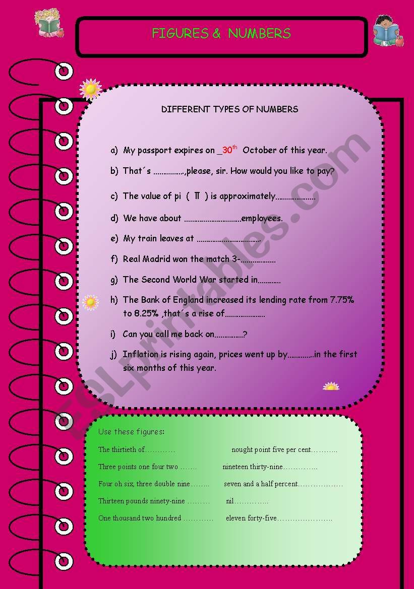 Figures and numbers worksheet