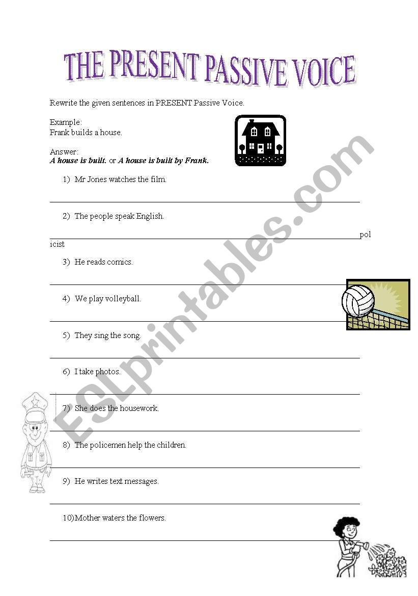 the present passive voice worksheet