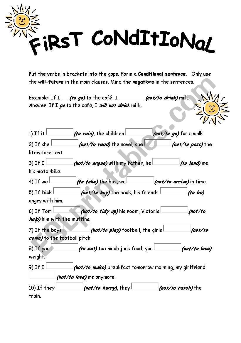 first conditional exercises worksheet