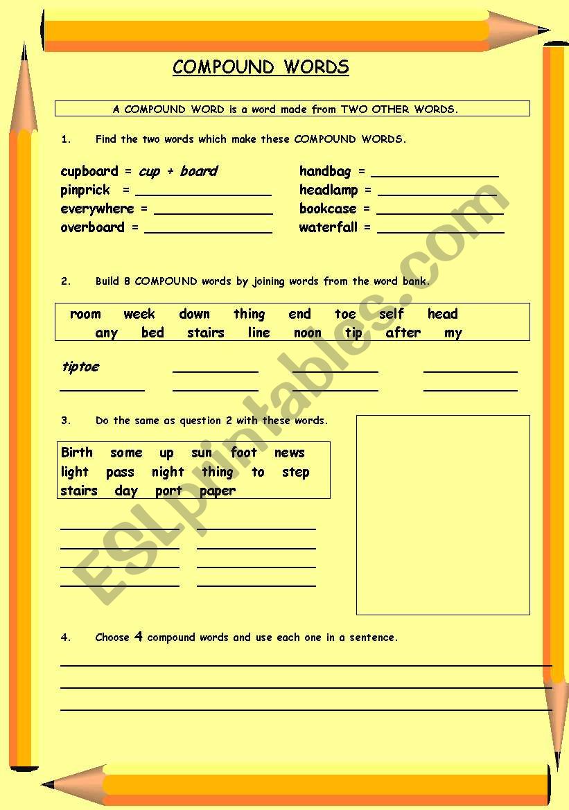 COMPOUND WORDS worksheet