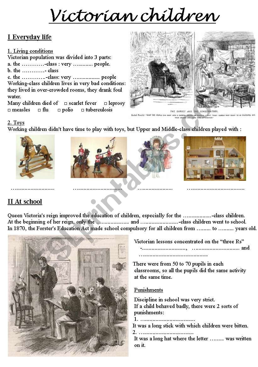 Victorian children worksheet