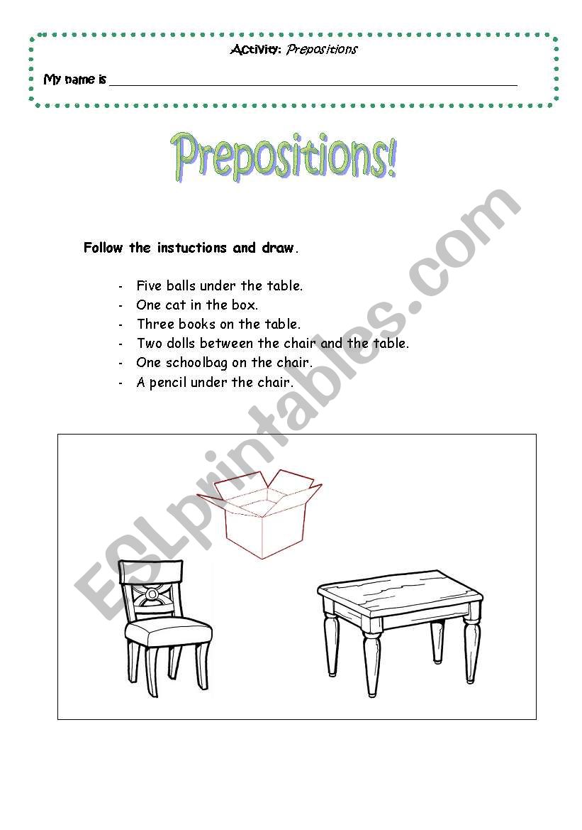 Prepositions worksheet