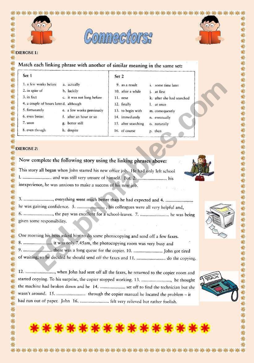 CONNECTORS worksheet