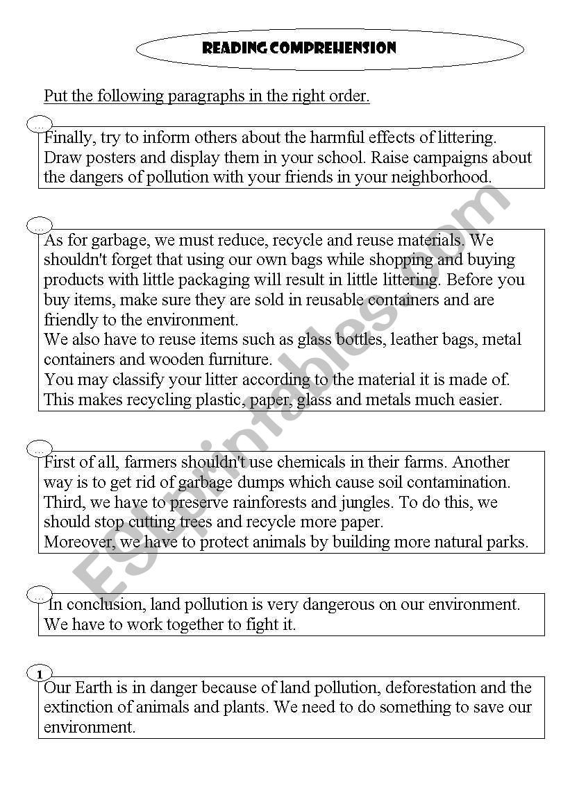 How to fight pollution worksheet