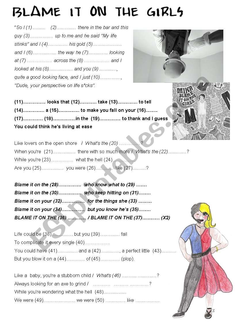 BLAME IT ON THE GIRLS worksheet