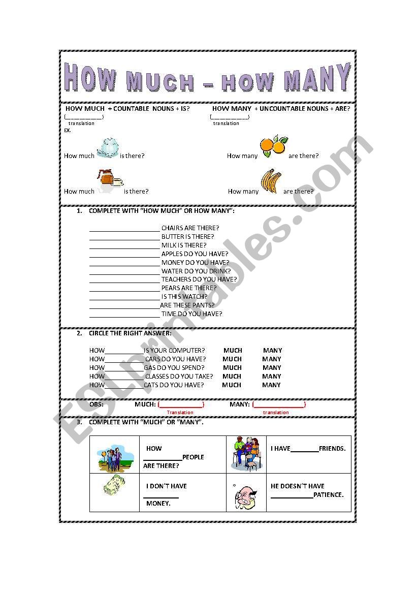 HOW MUCH- HOW MANY(much and many)