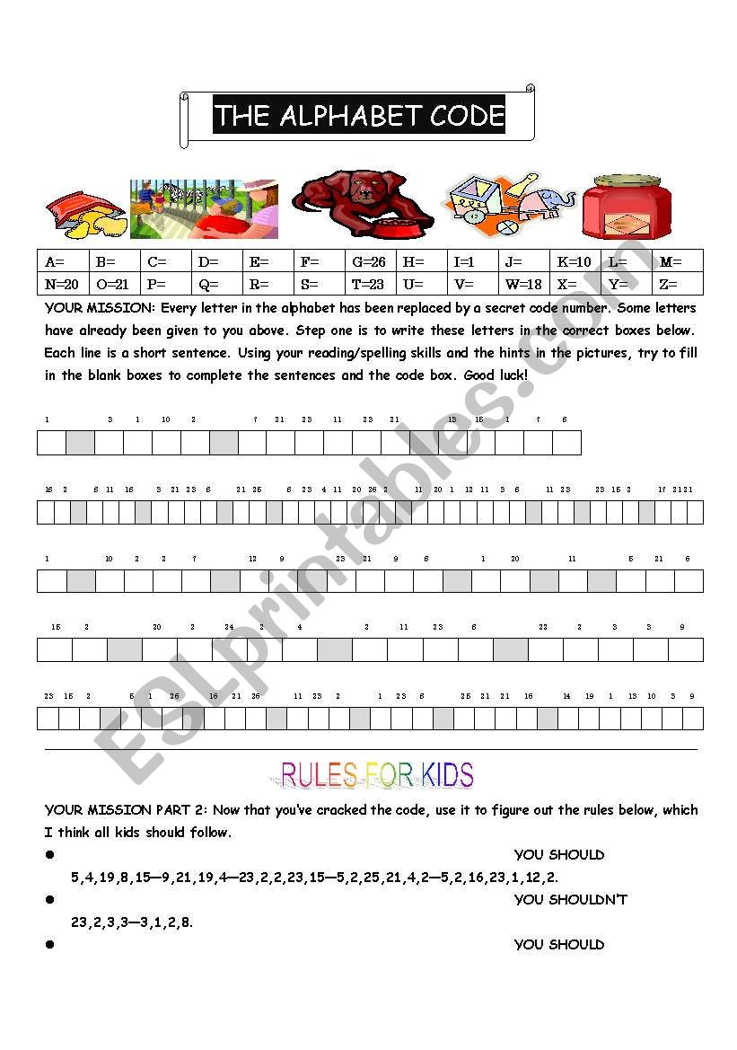 ALPHABET CODE worksheet