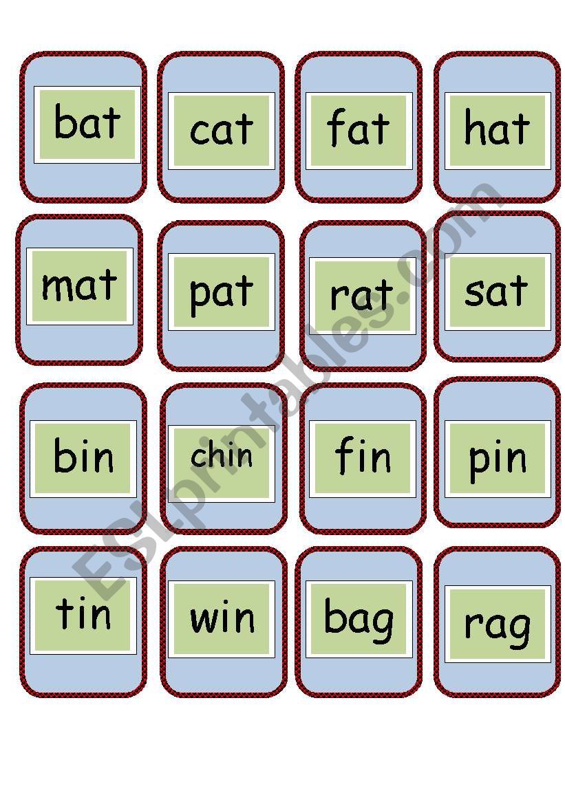 cvc and rhyming words flashcards