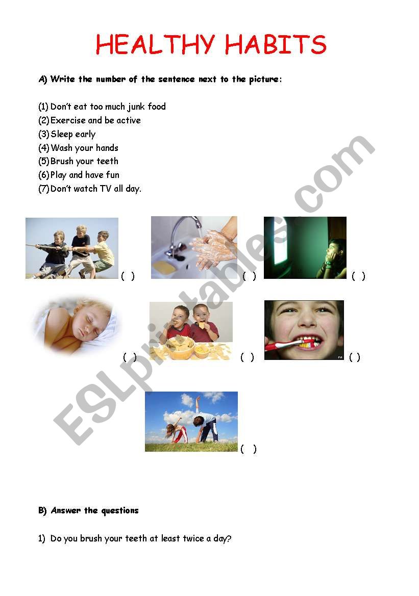 Healthy Habits worksheet