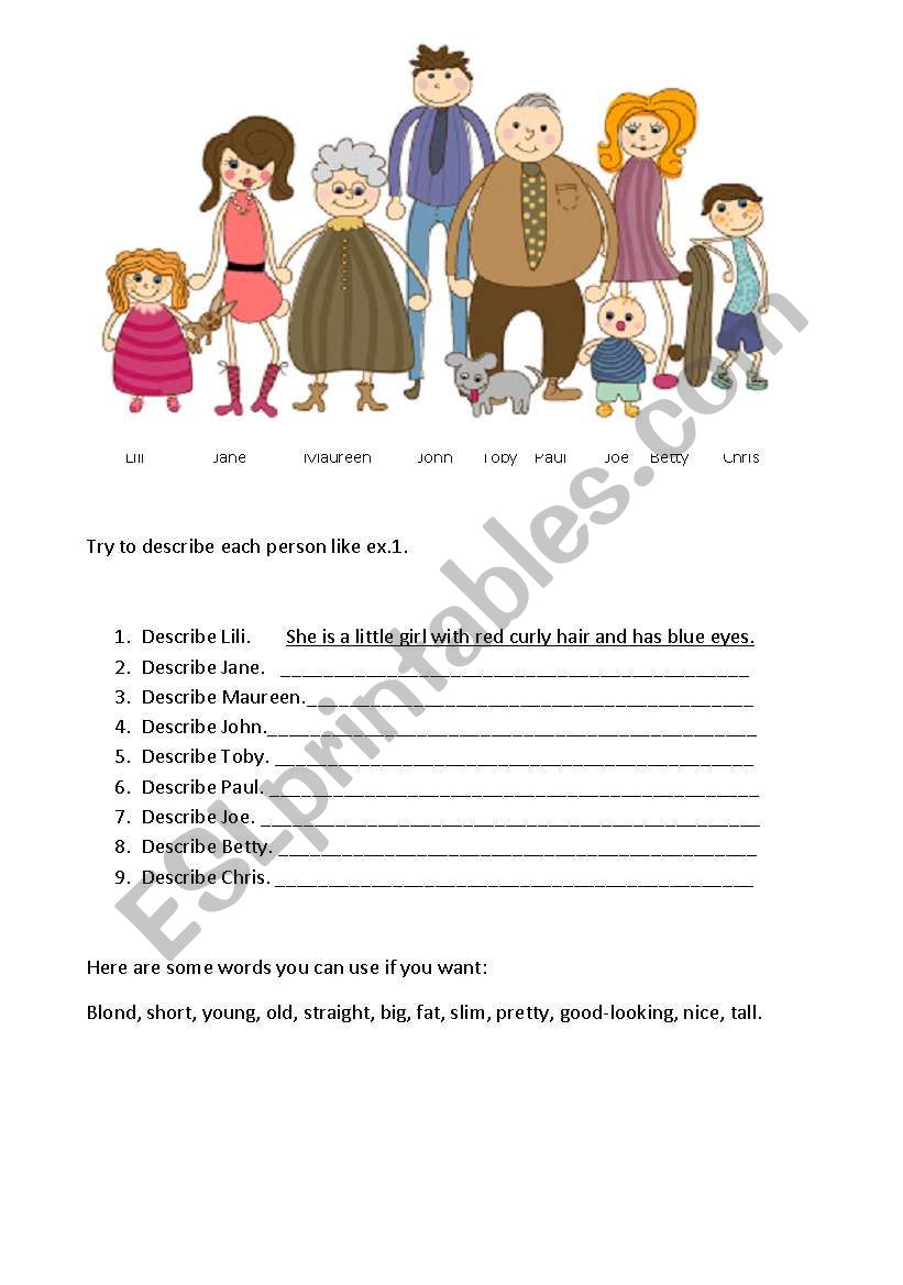 Describe the family worksheet