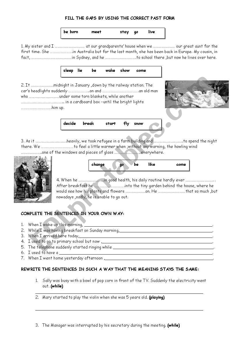 past tense handout worksheet