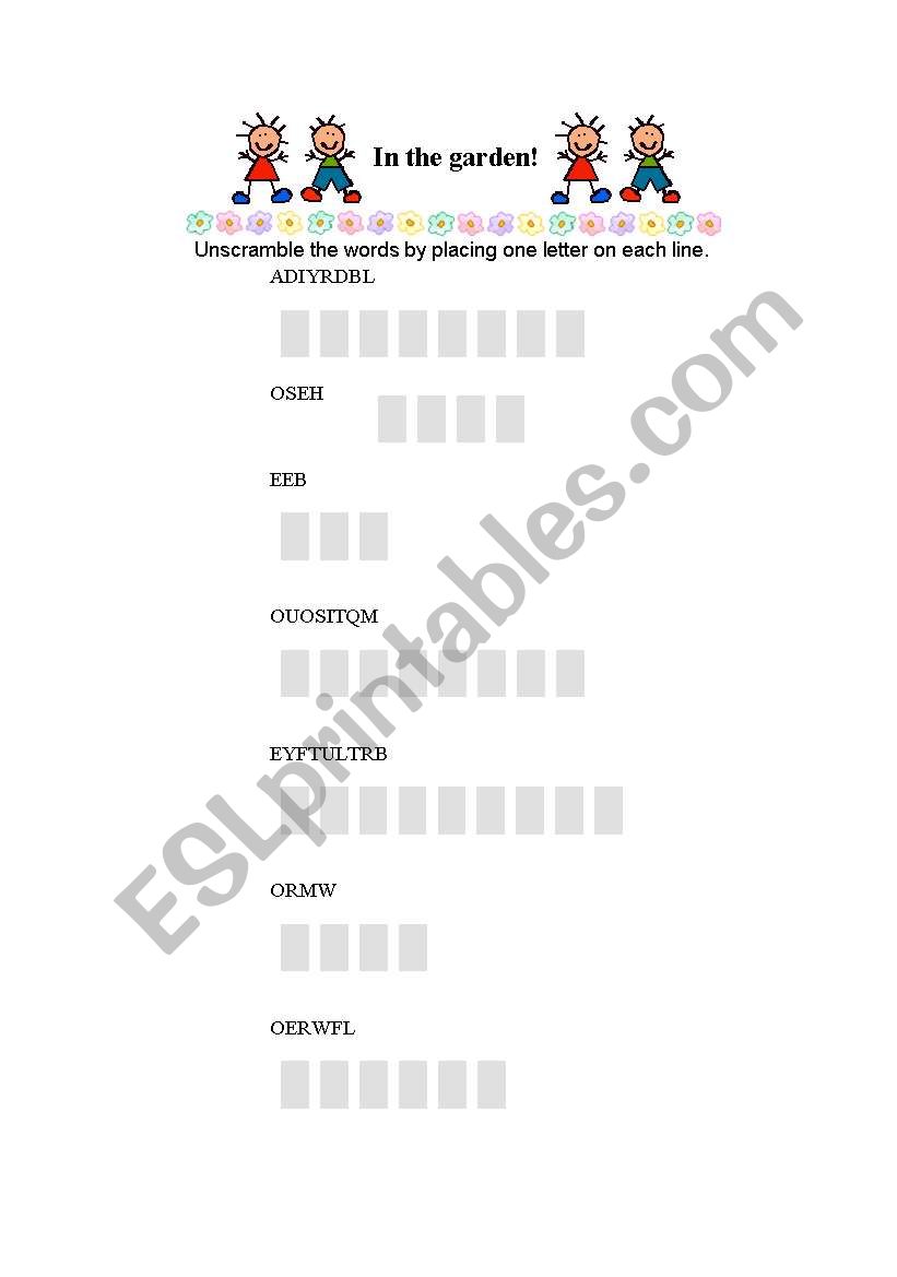 In the Garden (Vocabulary worksheet)