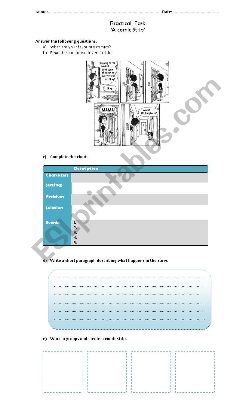 A Comic Strip - Practical Task