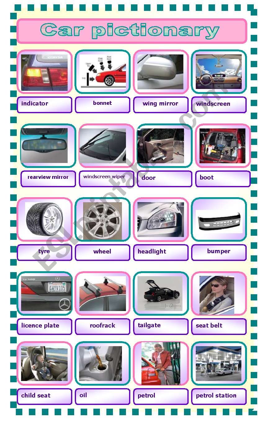 Car pictionary (06.01.2011) worksheet