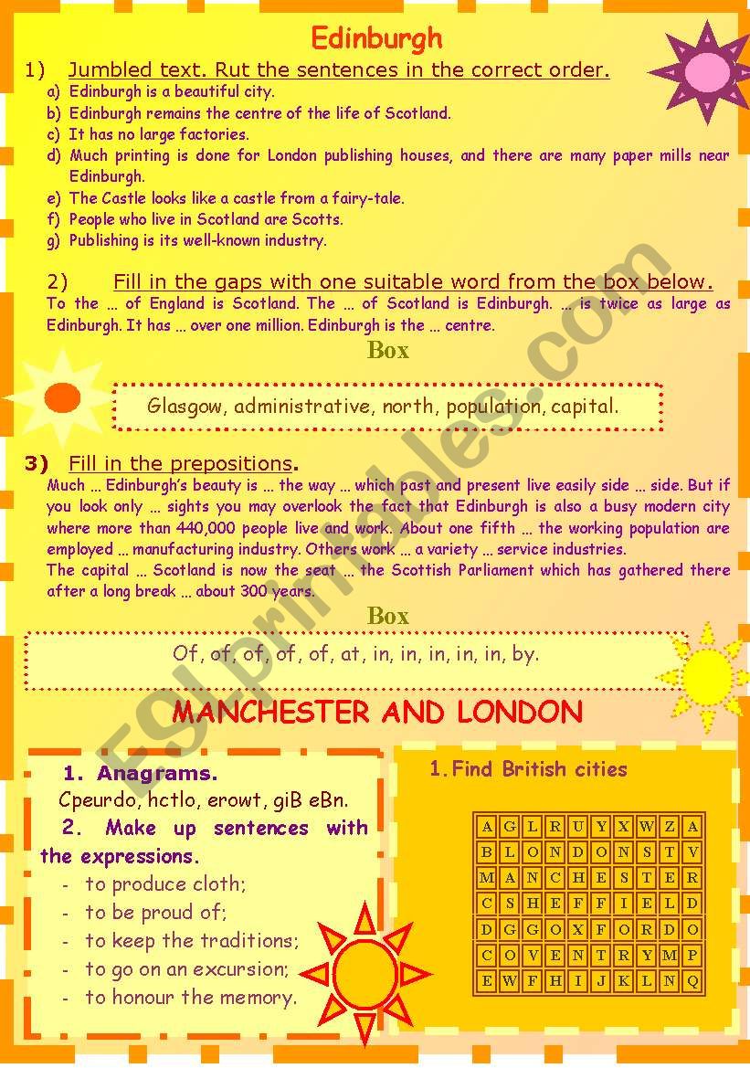 British Cities worksheet