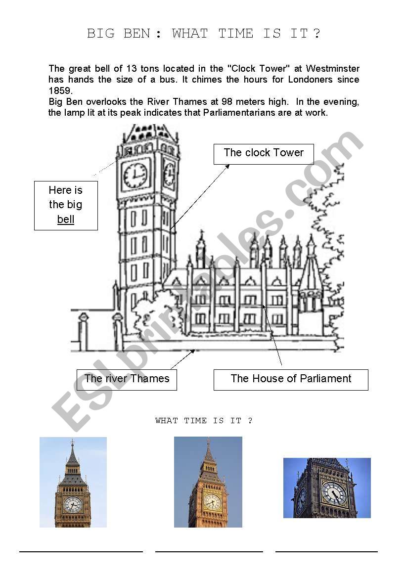 Big Ben, what time is it ? worksheet