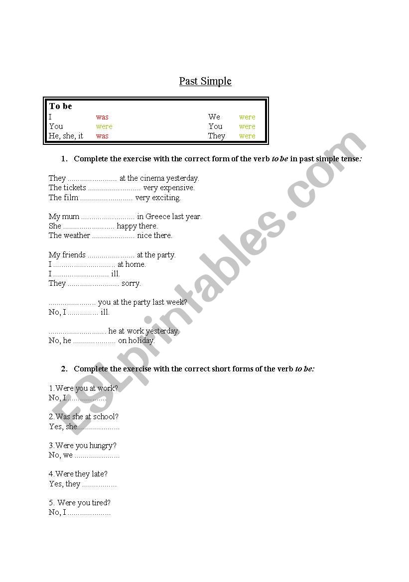 Past Simple - introductory exercises