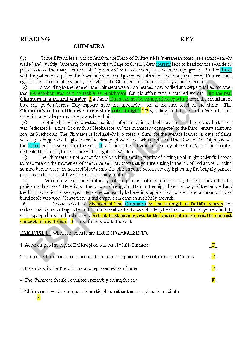 Chocolate READING exercise worksheet