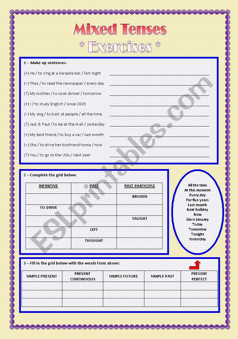 Exercises - Mixed Tenses worksheet