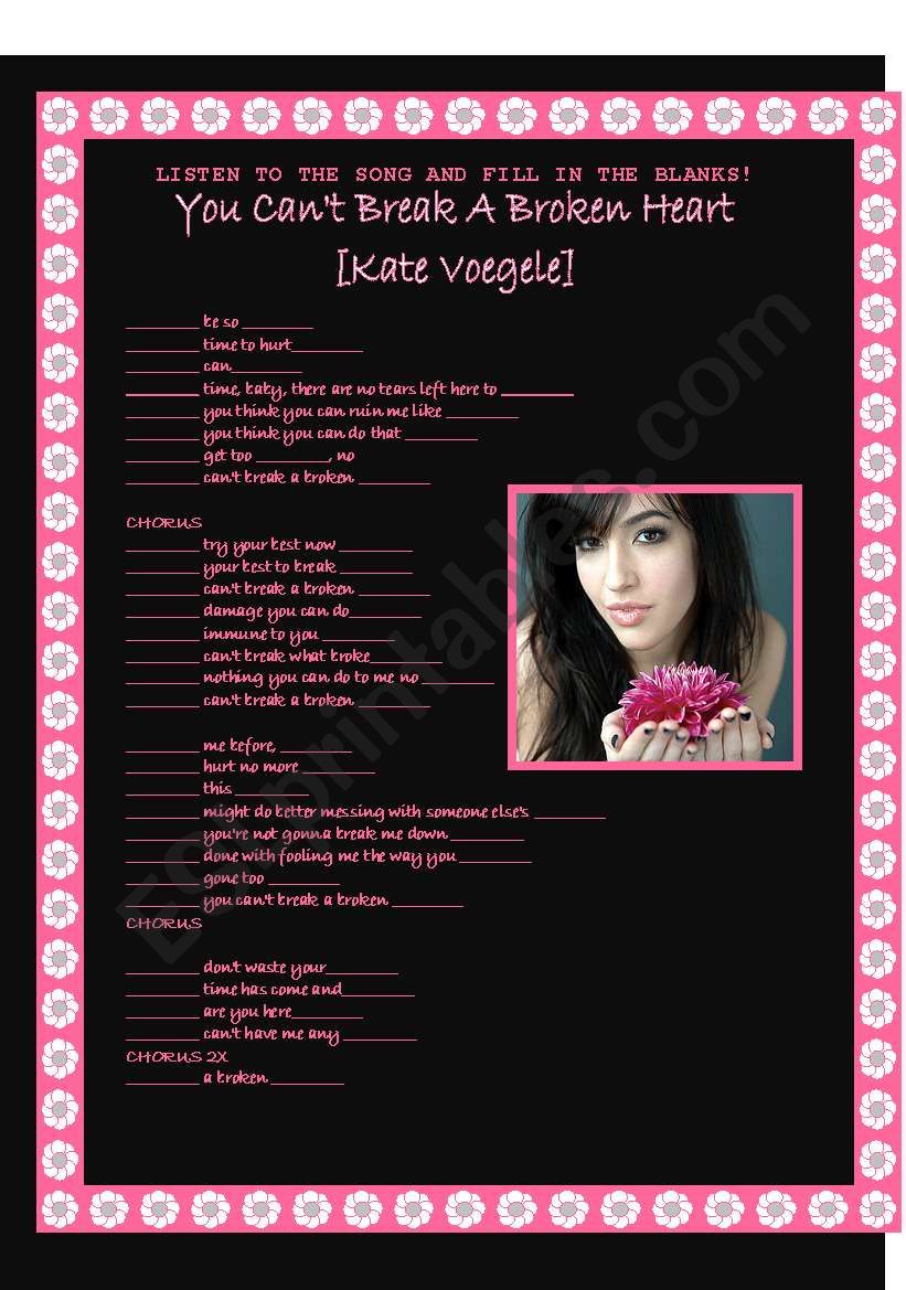 Song activity - Kate Voegele - You cant break a broken heart