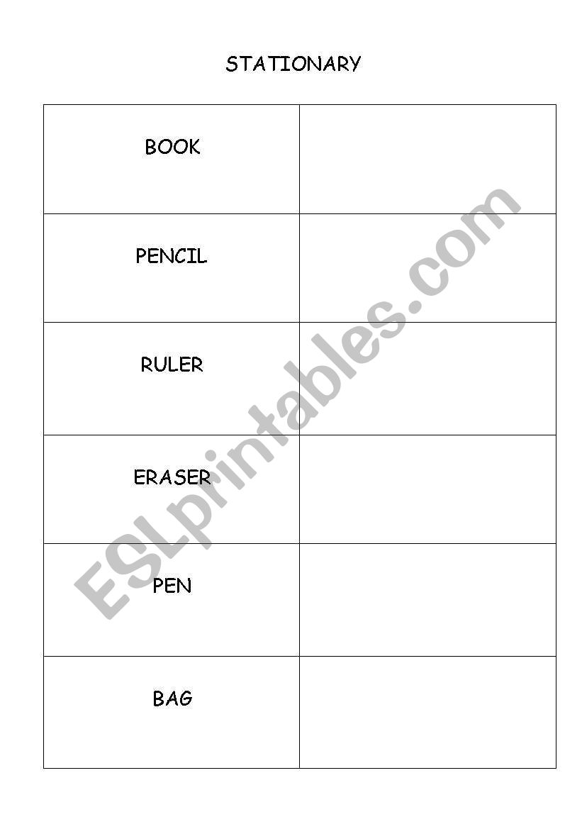 stationary worksheet worksheet