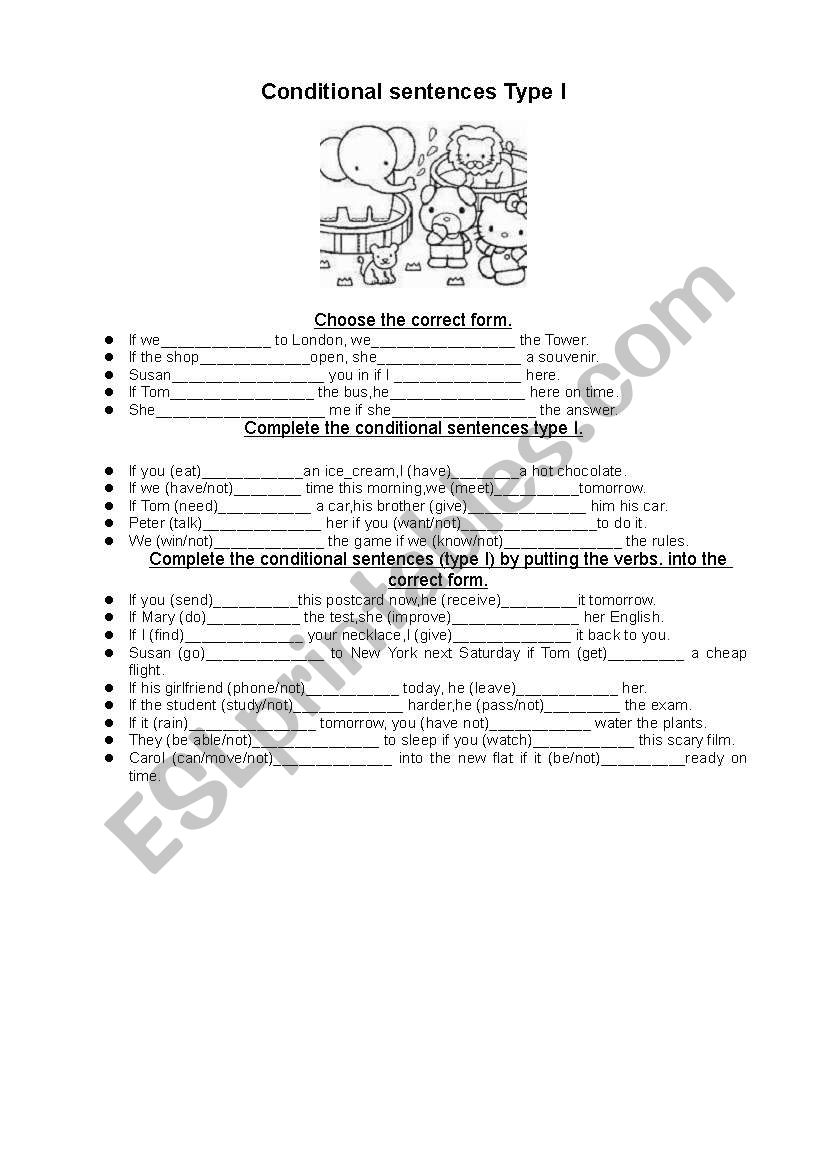 Conditional sentences type I worksheet