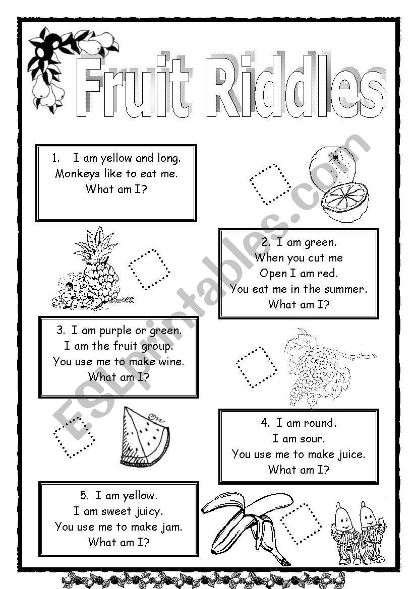 Fruit Riddles worksheet