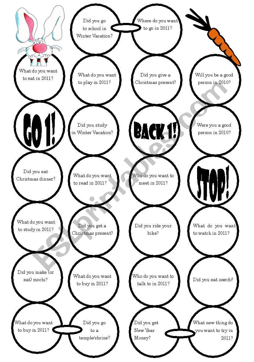 New Year Board Game worksheet