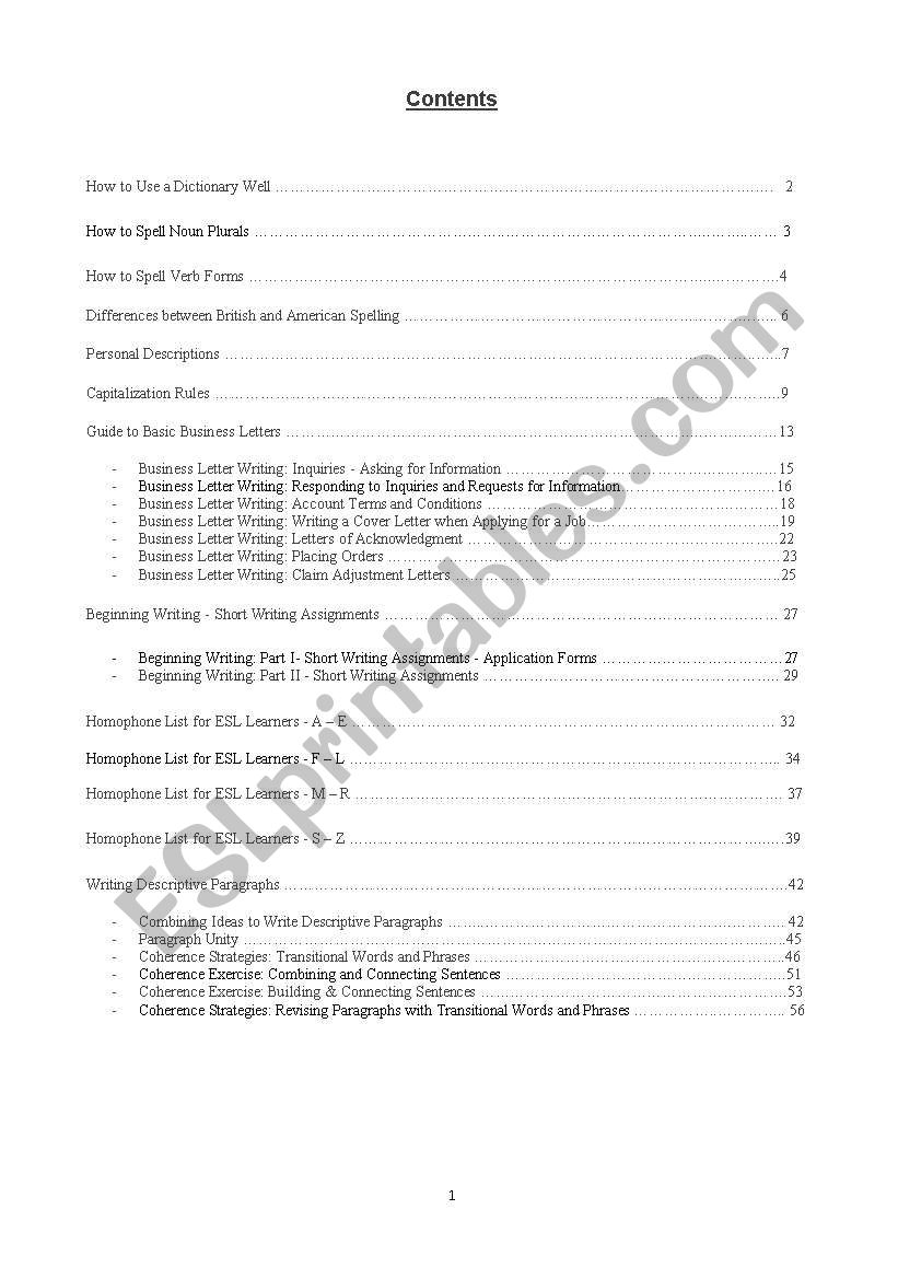 Writing (basic) worksheet